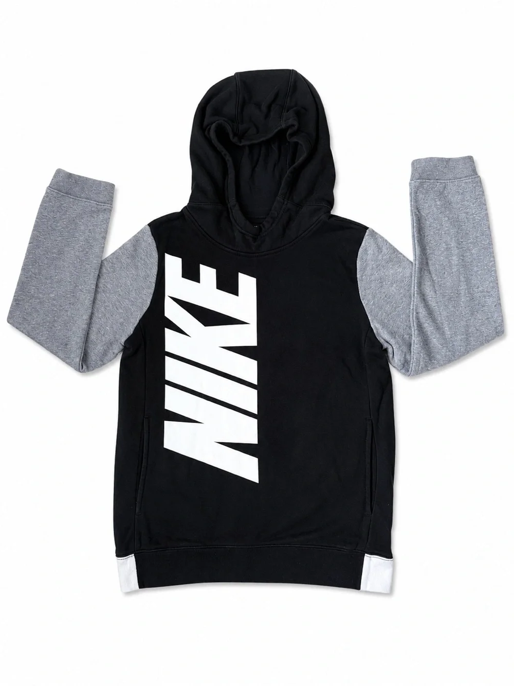 Nike Boys Sportswear Amplify Pullover Hoodie Black Gray Colorblock Youth L